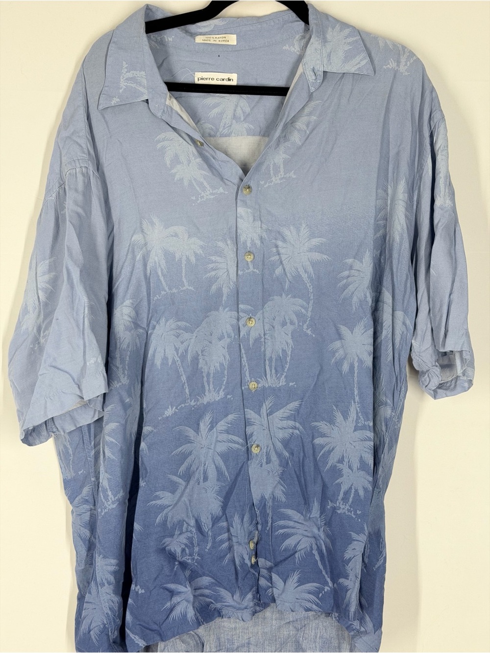Pierre Cardin Blue Gradient Palm-Print Casual Button-Down